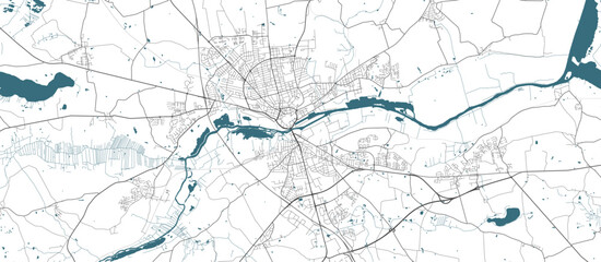 Obraz premium Map of Randers, Denmark. Black and white city map, metropolitan area.