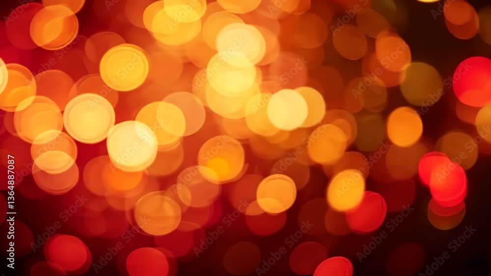 Poster warm abstract bokeh background with orange and red lights