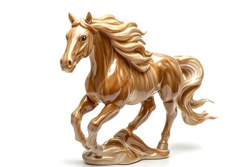 3D Realistic Horse Figurine with Flowing Mane.