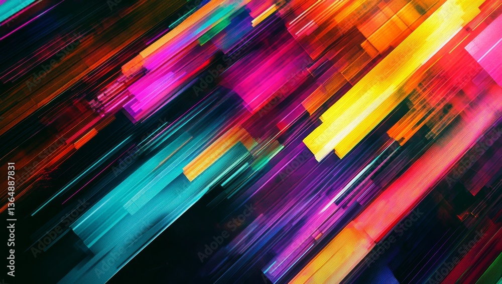 Wall mural abstract background with colorful glitch texture and digital noise effect.