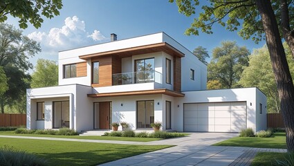 Contemporary Home with Expansive Windows and Wooden Accents