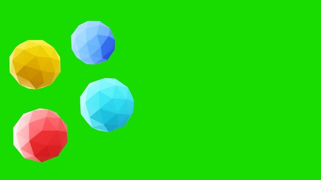 ico sphere of balls on green background 3d illustration rendering 4K Video Looping
