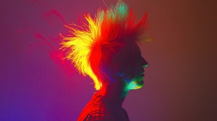 Colorful, vibrant mohawk hairstyle