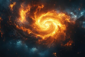 Fototapeta premium Cosmic Swirl of Brilliance Showcases a Supernova Explosion in the Heart of a Galaxy Illuminating the Vast Expanse of the Universe at the Edge of Perception