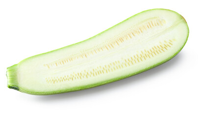 sliced zucchini or marrow isolated on white background. clipping path