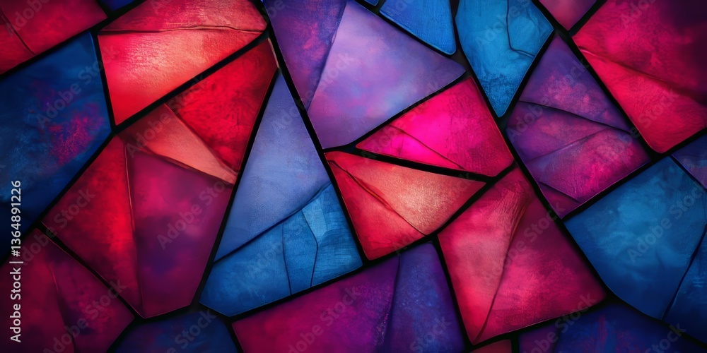 Poster abstract geometric mosaic pattern with a vibrant and colorful design, modern and minimalist style