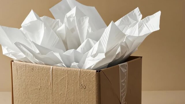 White Tissue Paper In Cardboard Gift Box