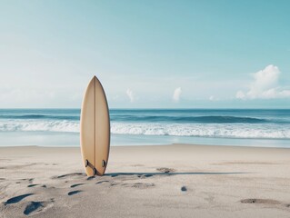Surfboard on Sandy Beach