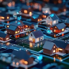 Obraz premium A futuristic banking system where property purchases happen instantly