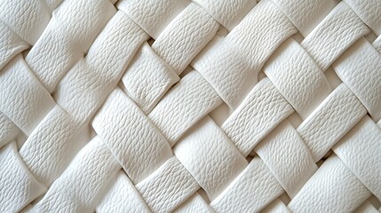 Extreme close-up of a white woven leather texture, interlaced pattern, ultra-detailed and seamless