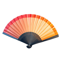 A translucent peach-colored plastic folding hand fan, partially opened, with visible textured ribs and a smooth, rounded handle.



