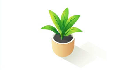Fototapeta premium A vibrant green indoor plant is housed in a simple, stylish pot. The plant enhances the freshness of a minimalistic interior setting, creating a calming atmosphere