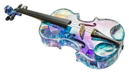Colorful glass violin display creative cut out