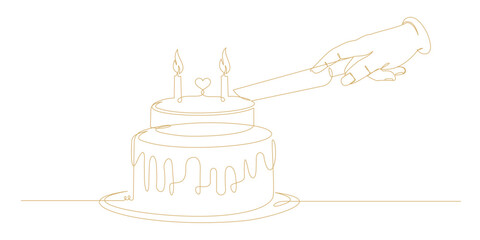 Birthday cake and candles line art style 5