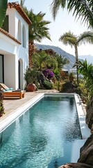 Fototapeta premium A private pool in a garden of a house