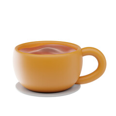 3D Coffee Cup Icon – Minimalist Hot Drink Illustration