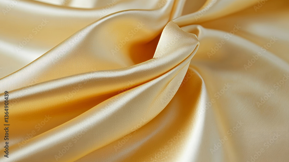 Poster gold drapery silk fabric luxury background. yellow abstract satin cloth vector texture pattern. smoo