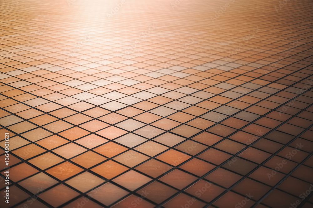Poster perspective view of a tiled surface with warm brown hues, creating a textured geometric pattern, sho