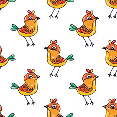 Vector illustration of a seamless pattern with small birds. Design for baby fabric.