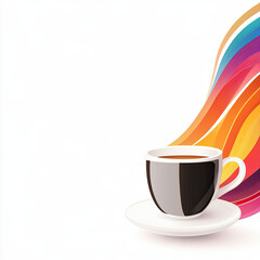 Obraz premium coffee cup with swirling colorful waves creates vibrant scene