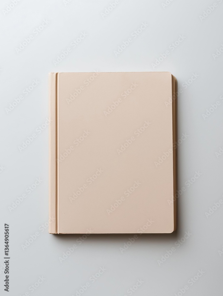 Poster photograph of a beige-colored notebook or journal. the cover of the notebook is rectangular in shape
