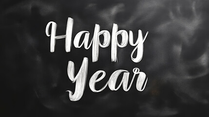 Obraz premium Happy Year: A simple yet elegant greeting written, wishing a happy new year with stylish and minimalist design.