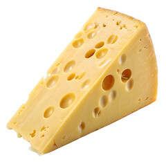 Emmental cheese triangle swiss cheese isolated on transparent background

