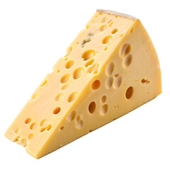 Emmental cheese triangle swiss cheese isolated on transparent background

