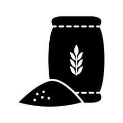 Flour bag icon. Bag of wheat, farming agriculture. Wheat ears and flour bag. Vector