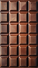 Close-up of a milk chocolate bar with shiny rectangular sections and natural surface smudges, perfect for dessert-themed phone wallpapers.

