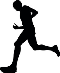 man runner running marathon outlined silhouette on white background