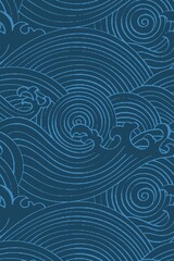 Japanese blue background pattern vector. Abstract card design template.