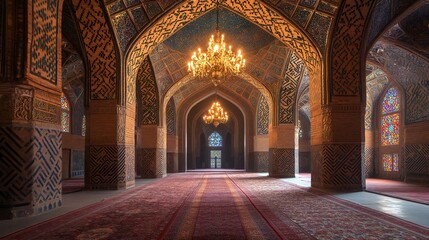 Obraz premium The interior of a beautiful building with ornate decorative patterns