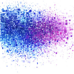 Abstract purple and blue pixel pattern art on transparent background