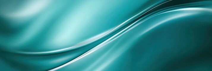 Fototapeta premium smooth teal abstract wave pattern with gentle curves and highlights. calming and modern background design. ideal for web, print, or digital wallpaper.
