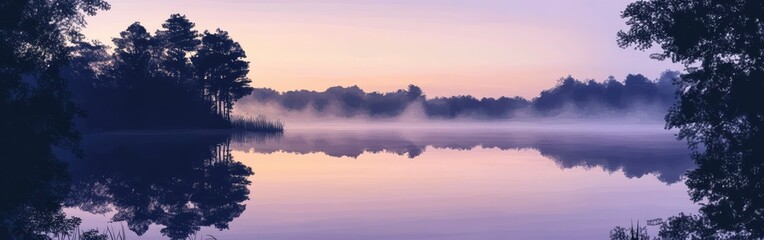 Fototapeta premium Serene Misty Lake at Sunrise
