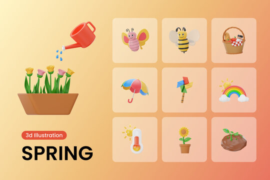 Spring 3d Illustration