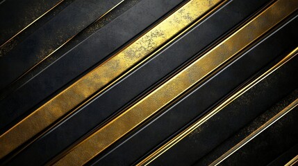 Obraz premium Diagonal arrangement showing gold and black textured metallic stripes