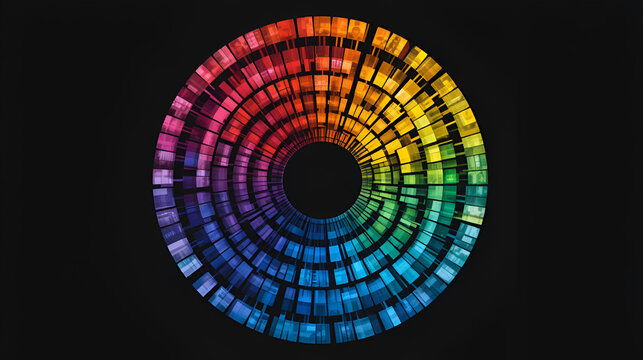 roue chromatique 96 harmonies de couleurs sur fond noir