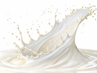 Milk splash on white background, milk spreading out in a fluid motion.