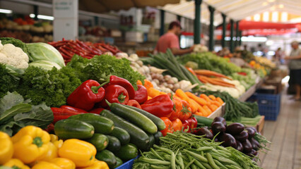 vibrant market scene showcases fresh vegetables promoting sustainable development goals