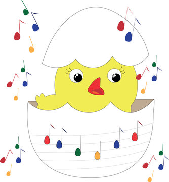 easter chick with musicnotes
