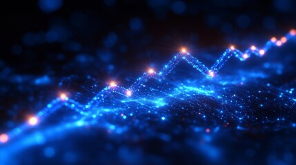 Abstract Blue Digital Graph Rising - Technology Finance Growth Concept