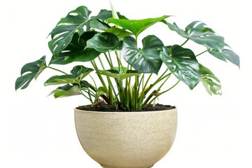 Potted Green Houseplant on a Transparent White Background