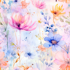 seamless watercolor floral abstract colorful wallpaper	