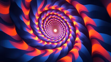 Psychedelic swirling tunnel of vibrant colors leading to a bright light