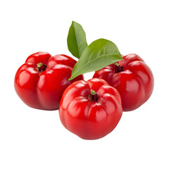 Fresh Acerola Cherries on white background