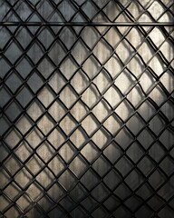 Fototapeta premium Intricate Diamond Pattern: A close-up, high-angle shot revealing a sturdy chain-link fence, its diamond-shaped openings create a repetitive pattern against a textured backdrop. 