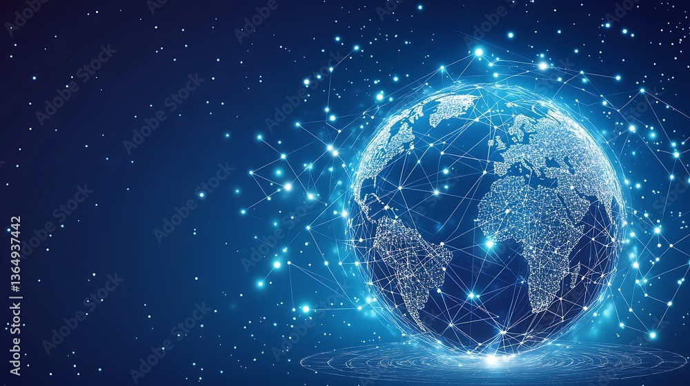 Aufkleber businessman touching virtual ai bot interface with digital network, binary code, stock market graph,