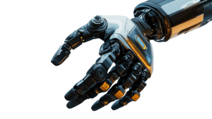 Cybernetic Arm's Extended Hand: A futuristic cybernetic arm, meticulously designed with metallic components and intricate details, extends a hand in a gesture of invitation, innovation.